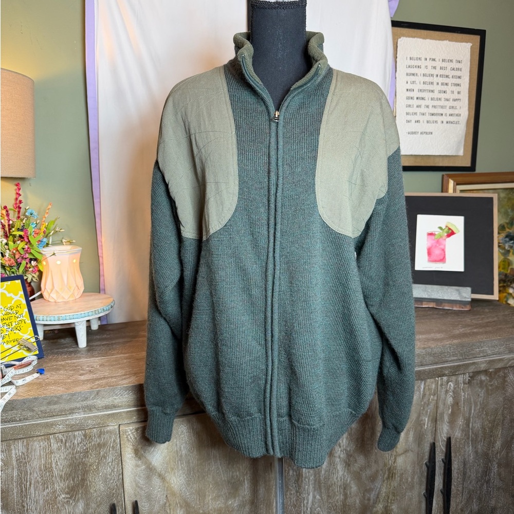 Beretta Men's Green Wool Sweater Jacket
